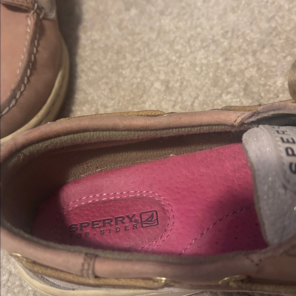 Sperry Tan Leather Boat Shoes with Pink Insoles leather upper - Picture 6 of 9
